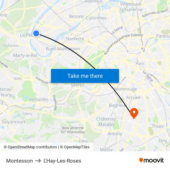 Montesson to L'Hay-Les-Roses map