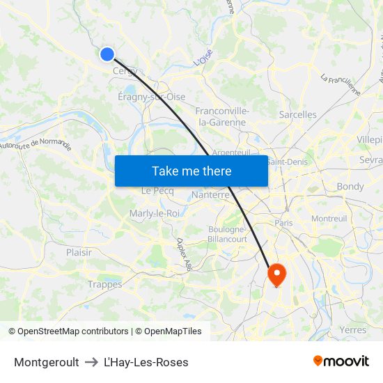 Montgeroult to L'Hay-Les-Roses map