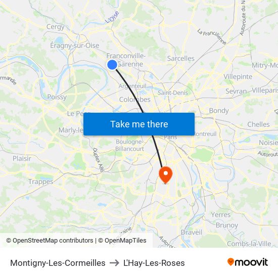 Montigny-Les-Cormeilles to L'Hay-Les-Roses map