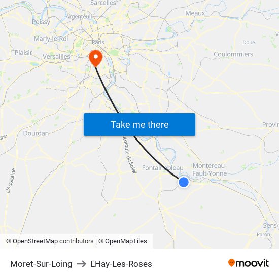 Moret-Sur-Loing to L'Hay-Les-Roses map