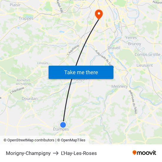 Morigny-Champigny to L'Hay-Les-Roses map
