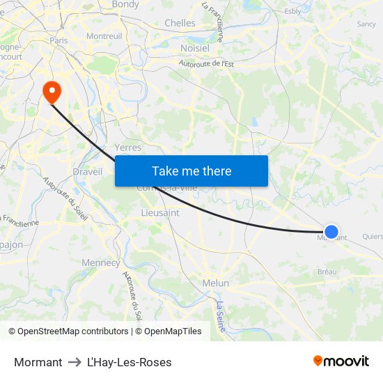 Mormant to L'Hay-Les-Roses map