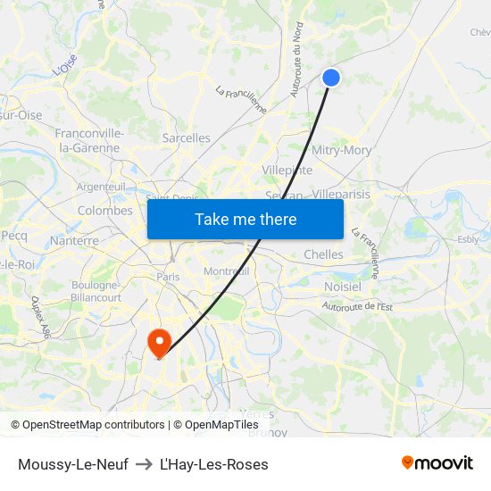 Moussy-Le-Neuf to L'Hay-Les-Roses map
