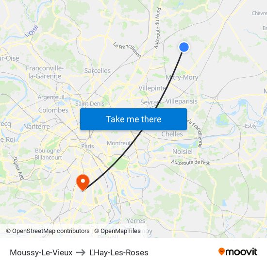 Moussy-Le-Vieux to L'Hay-Les-Roses map