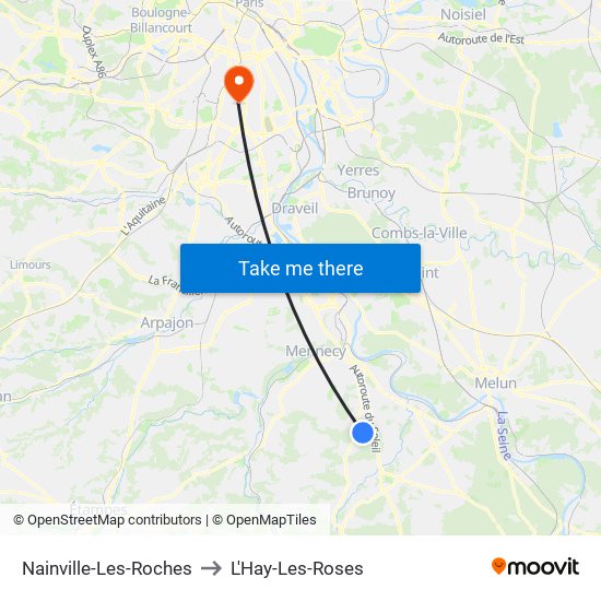 Nainville-Les-Roches to L'Hay-Les-Roses map