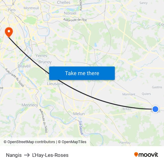 Nangis to L'Hay-Les-Roses map
