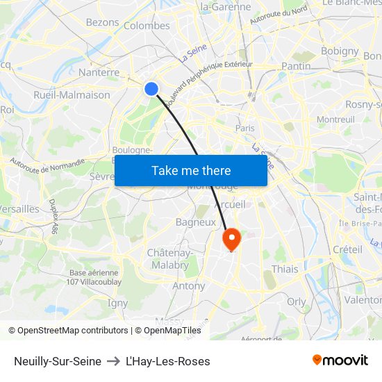 Neuilly-Sur-Seine to L'Hay-Les-Roses map