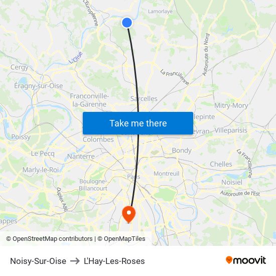 Noisy-Sur-Oise to L'Hay-Les-Roses map