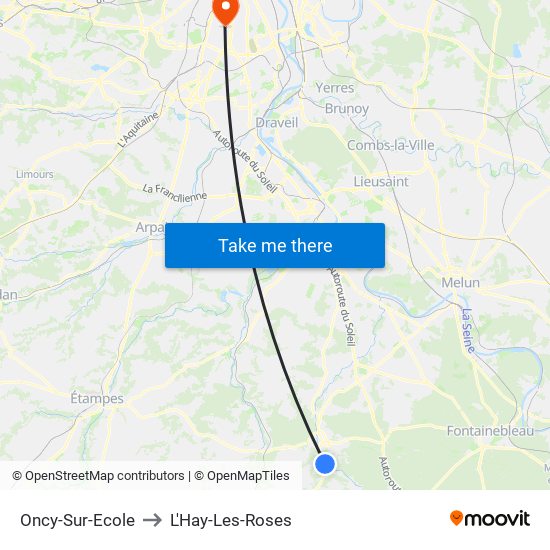 Oncy-Sur-Ecole to L'Hay-Les-Roses map