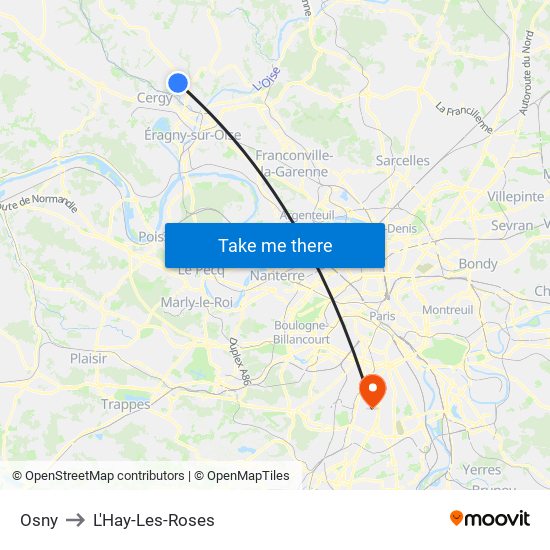 Osny to L'Hay-Les-Roses map