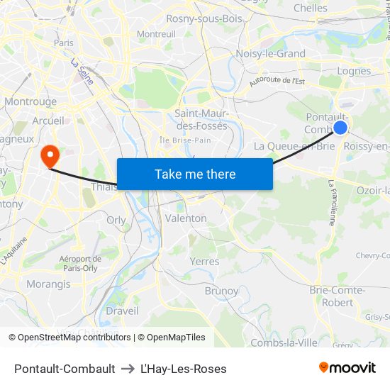 Pontault-Combault to L'Hay-Les-Roses map