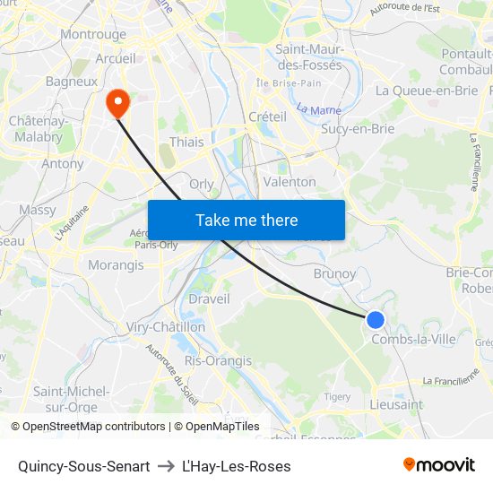 Quincy-Sous-Senart to L'Hay-Les-Roses map
