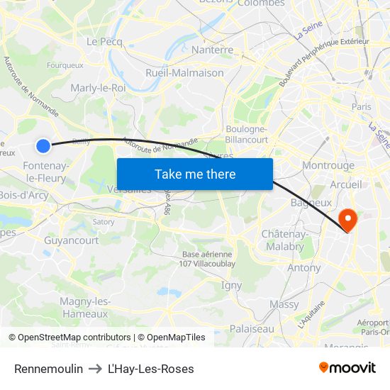 Rennemoulin to L'Hay-Les-Roses map