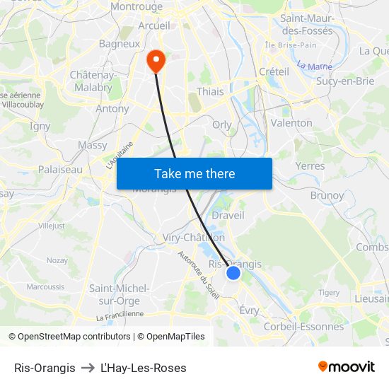Ris-Orangis to L'Hay-Les-Roses map