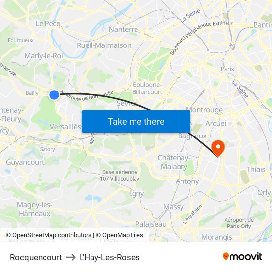 Rocquencourt to L'Hay-Les-Roses map