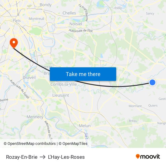 Rozay-En-Brie to L'Hay-Les-Roses map