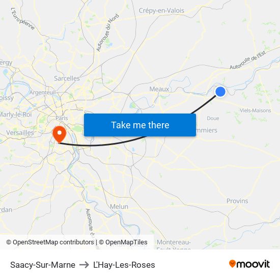 Saacy-Sur-Marne to L'Hay-Les-Roses map