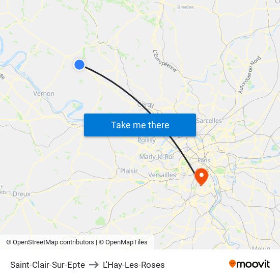 Saint-Clair-Sur-Epte to L'Hay-Les-Roses map