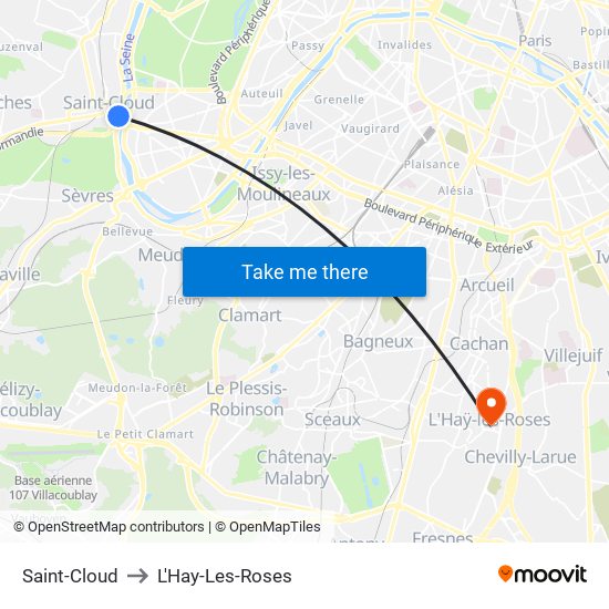 Saint-Cloud to L'Hay-Les-Roses map