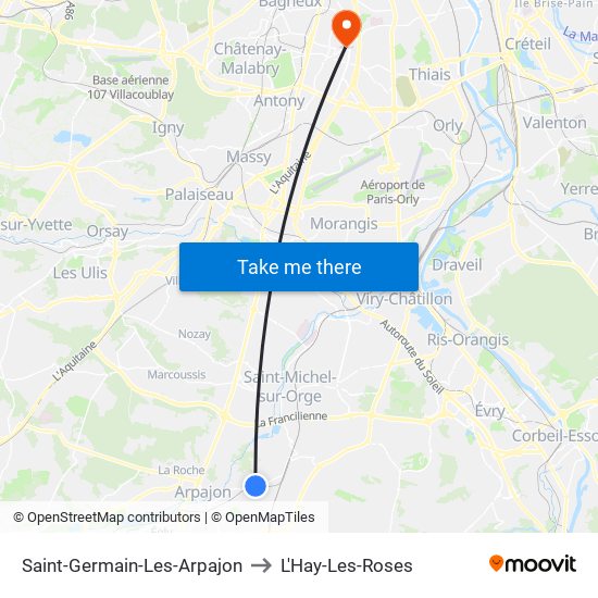 Saint-Germain-Les-Arpajon to L'Hay-Les-Roses map