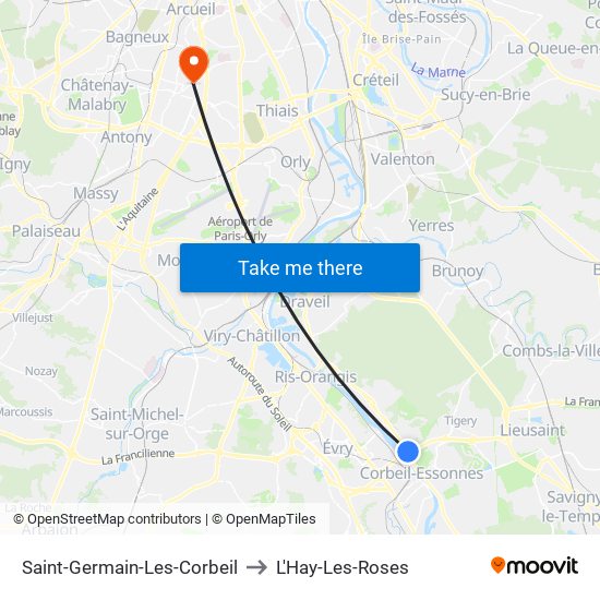 Saint-Germain-Les-Corbeil to L'Hay-Les-Roses map