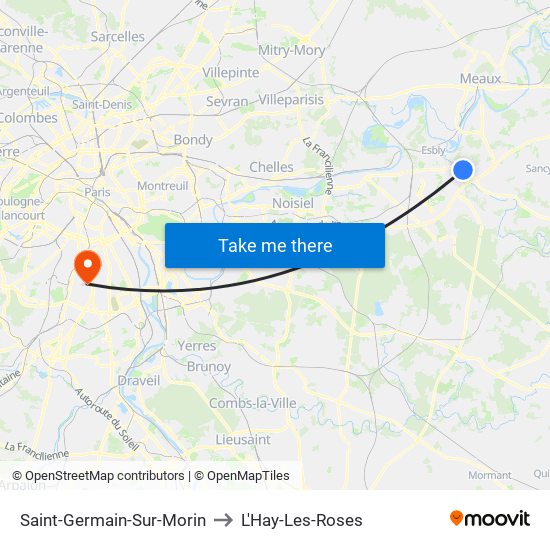 Saint-Germain-Sur-Morin to L'Hay-Les-Roses map