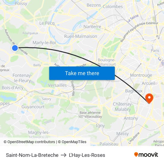 Saint-Nom-La-Breteche to L'Hay-Les-Roses map