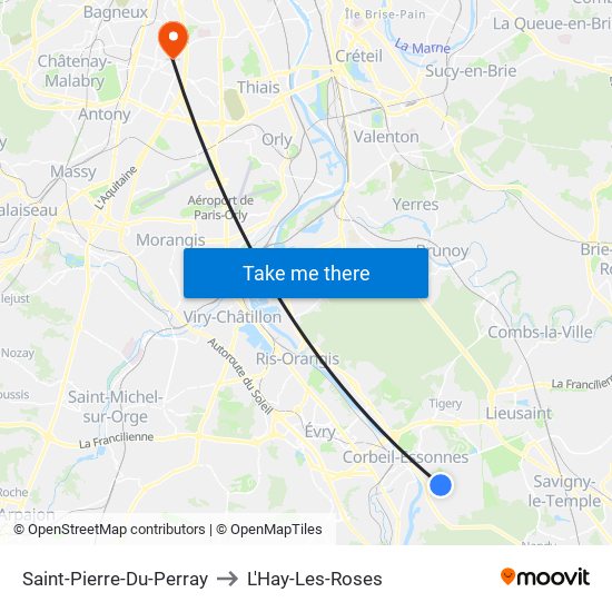 Saint-Pierre-Du-Perray to L'Hay-Les-Roses map