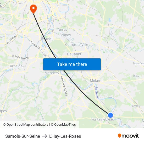 Samois-Sur-Seine to L'Hay-Les-Roses map