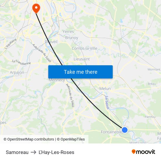 Samoreau to L'Hay-Les-Roses map