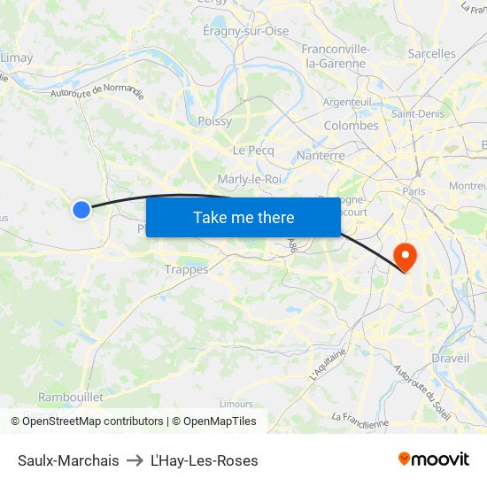 Saulx-Marchais to L'Hay-Les-Roses map