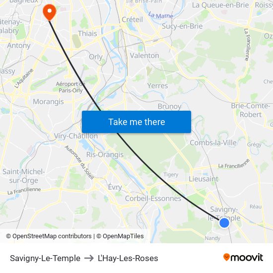 Savigny-Le-Temple to L'Hay-Les-Roses map