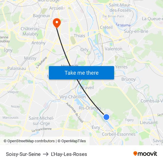 Soisy-Sur-Seine to L'Hay-Les-Roses map