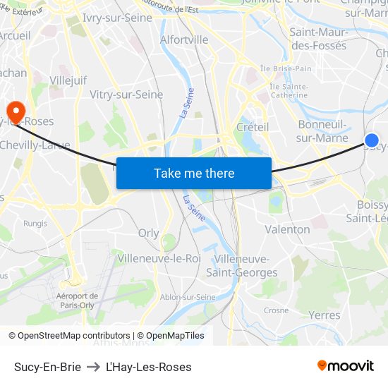 Sucy-En-Brie to L'Hay-Les-Roses map