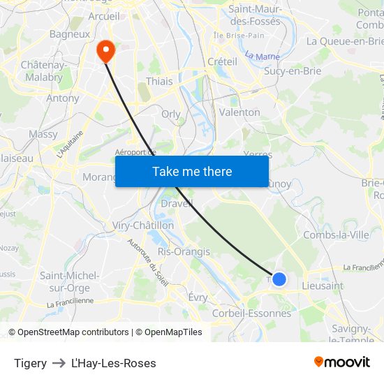 Tigery to L'Hay-Les-Roses map