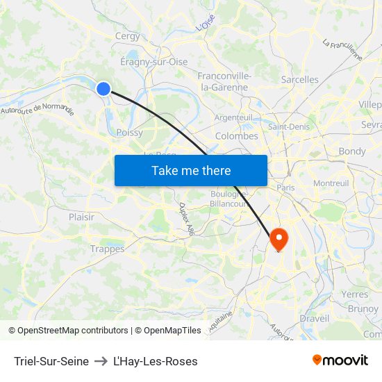 Triel-Sur-Seine to L'Hay-Les-Roses map