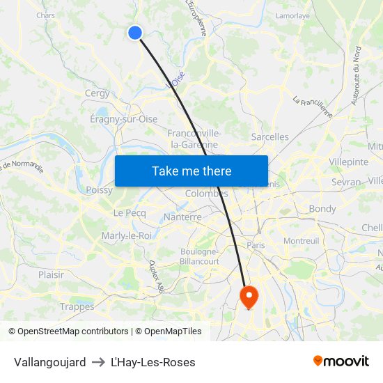 Vallangoujard to L'Hay-Les-Roses map
