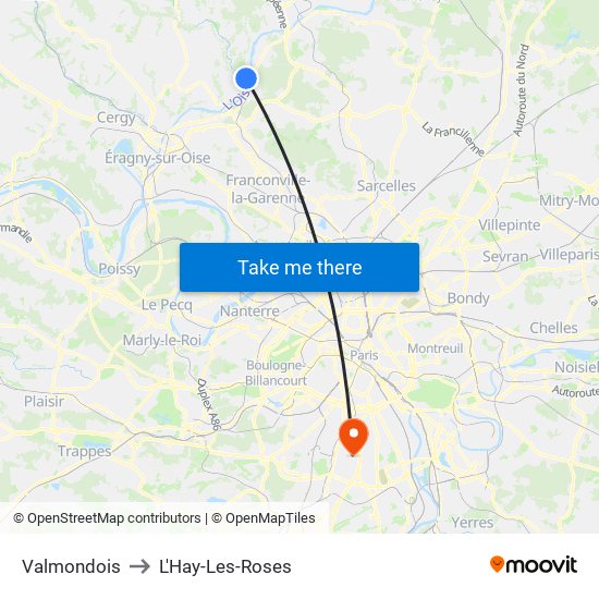 Valmondois to L'Hay-Les-Roses map