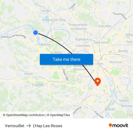 Vernouillet to L'Hay-Les-Roses map