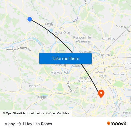 Vigny to L'Hay-Les-Roses map