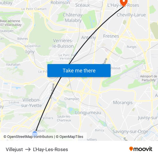 Villejust to L'Hay-Les-Roses map