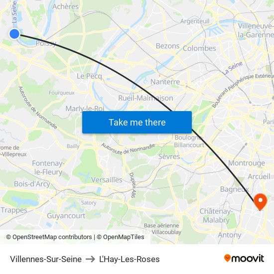 Villennes-Sur-Seine to L'Hay-Les-Roses map