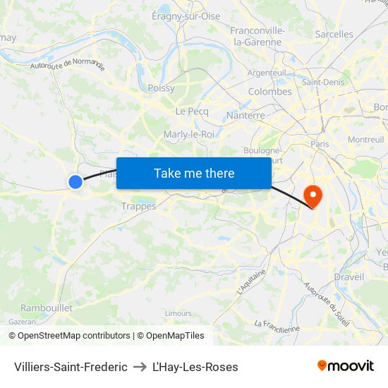 Villiers-Saint-Frederic to L'Hay-Les-Roses map