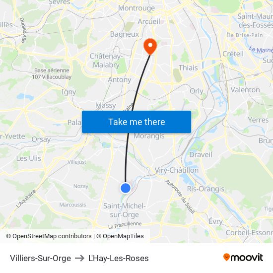 Villiers-Sur-Orge to L'Hay-Les-Roses map