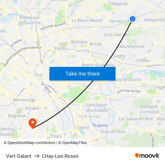 Vert Galant to L'Hay-Les-Roses map