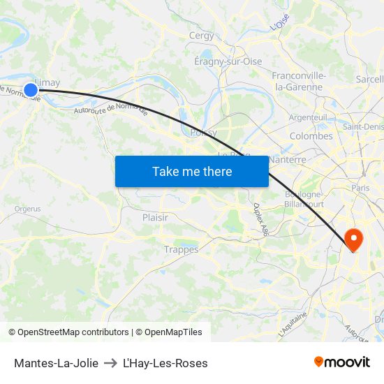 Mantes-La-Jolie to L'Hay-Les-Roses map