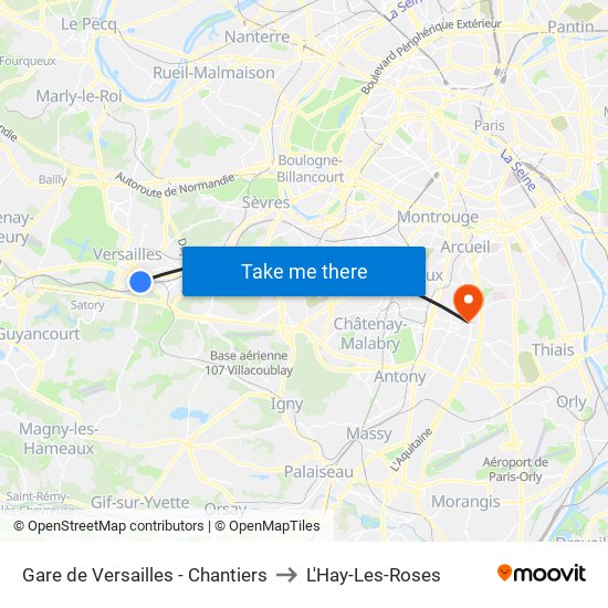 Gare de Versailles - Chantiers to L'Hay-Les-Roses map