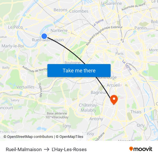 Rueil-Malmaison to L'Hay-Les-Roses map