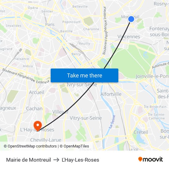 Mairie de Montreuil to L'Hay-Les-Roses map