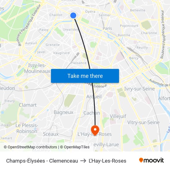 Champs-Élysées - Clemenceau to L'Hay-Les-Roses map
